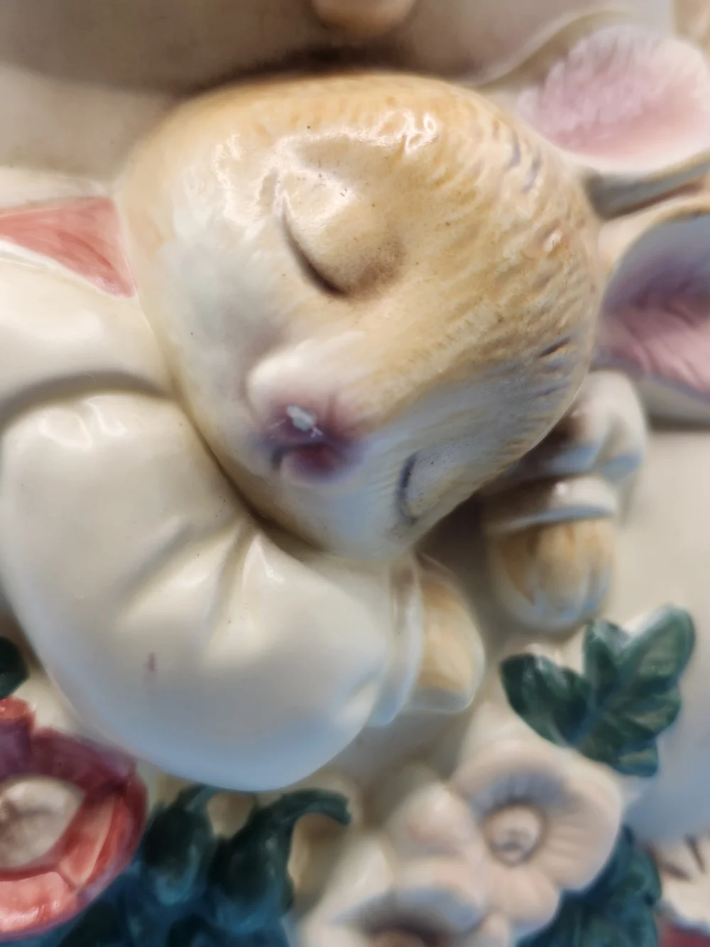 VTG Baker Hart Stuart Mother Rabbit Cookie Jar Glass Eyes Baby Bunny Japan 80s